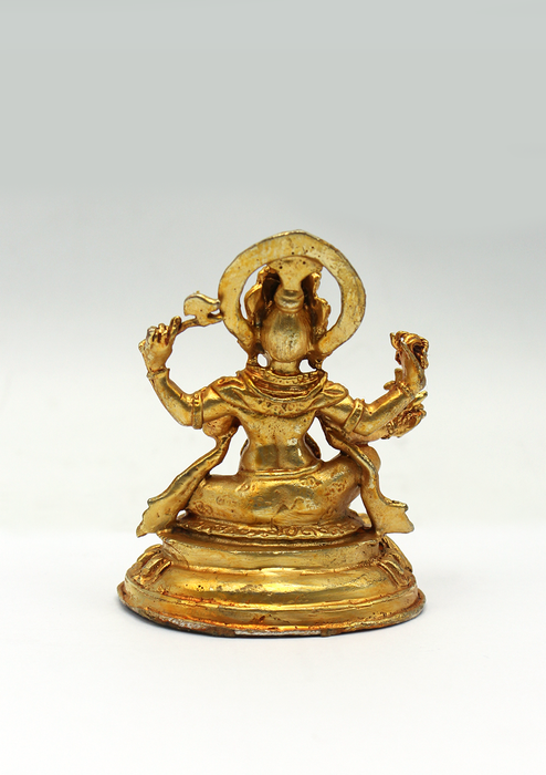 Gold Plated Tiny Ganesha Statue 3"H