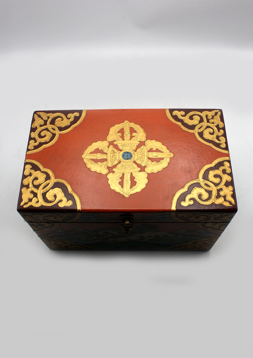 Double Dorjee Handpainted Tibetan Wooden Box - Medium