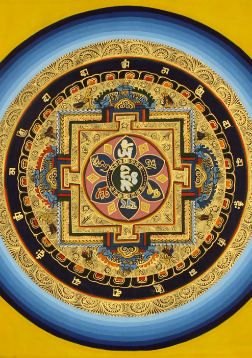 Om Mani Mandala Tibetan Thangka Painting