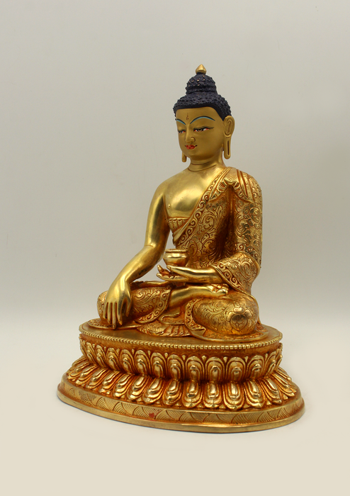 Full Gold Plated Shakyamuni Buddha Statue 8.5" H