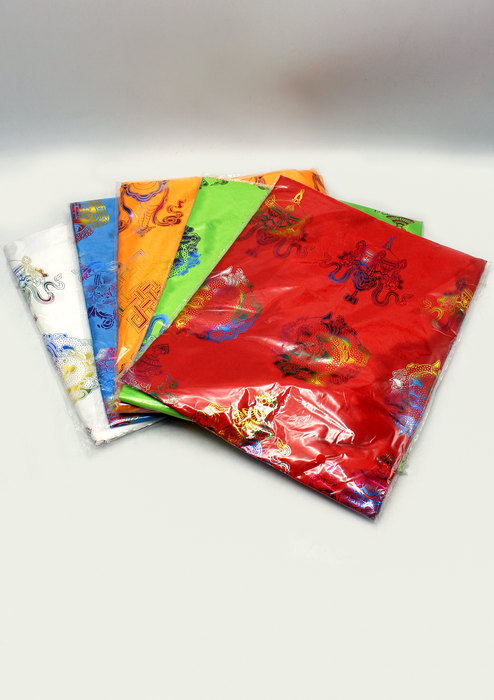 Eight Auspicious Symbol Printed Silk Blended Offering Scarf