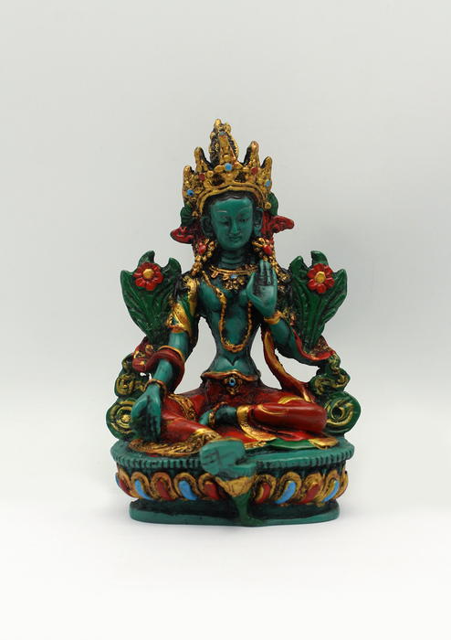 Hand Painted Resin Green Tara Statue