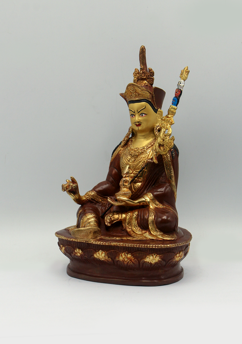 Copper 24 K Guru Padmasambhava Statue 8.5"H