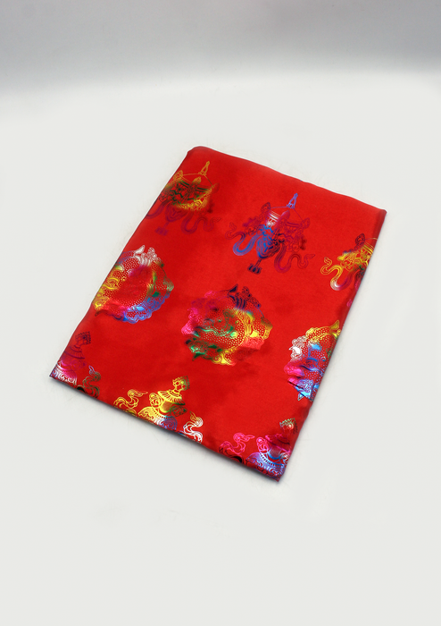 Eight Auspicious Symbol Printed Silk Blended Offering Scarf