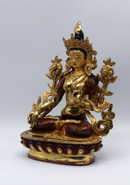 Partly Gold Plated Copper White Tara 8.5" H