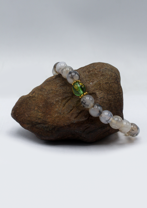 Labradorite with Mantra Bead strechable  Mala Bracelet