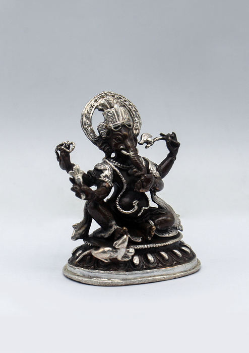 Copper  Siverplated Mini  Ganesha Statue 3"H