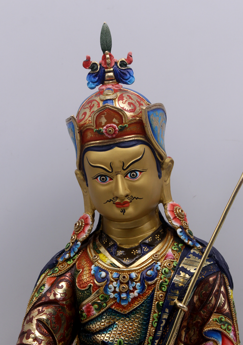 MASTER PIECE 24 K  GOLD HANDPAINTED GURU PADMASAMBHAVA  14"H RAJMUNI ARTS