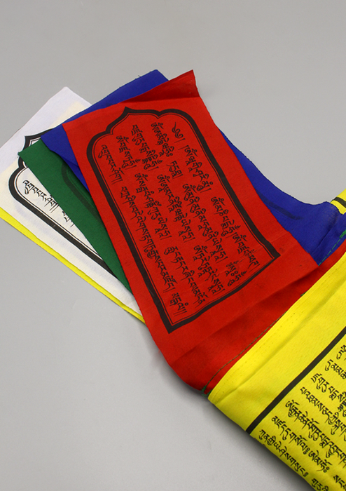 Polyester Vertical Prayer Flag with Tibetan Deities and Windhorse, Darchok Prayer Flag