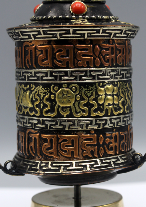 Lucky Symbols Copper Prayer Wheel