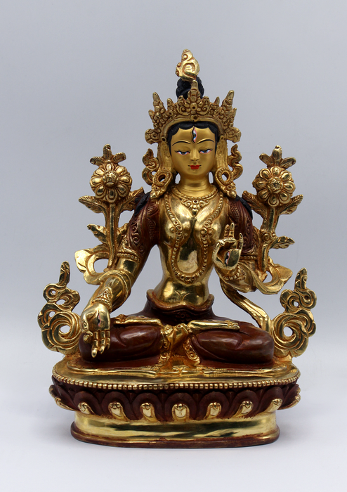 Partly Gold Plated Copper White Tara 8.5" H