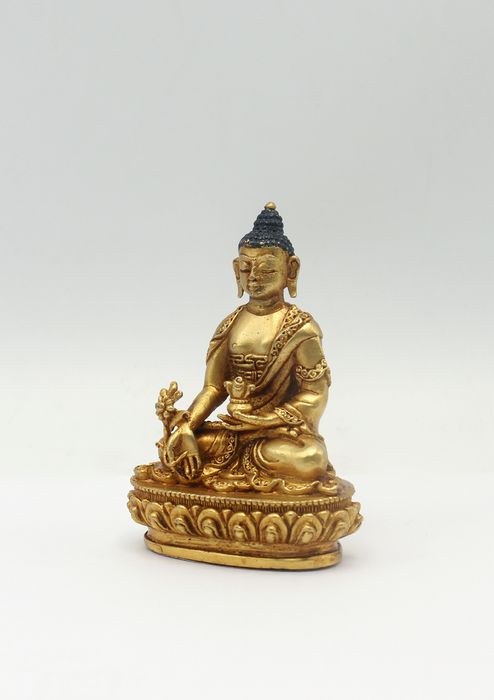 Gold Plated Medicine Buddha Statue 3"H