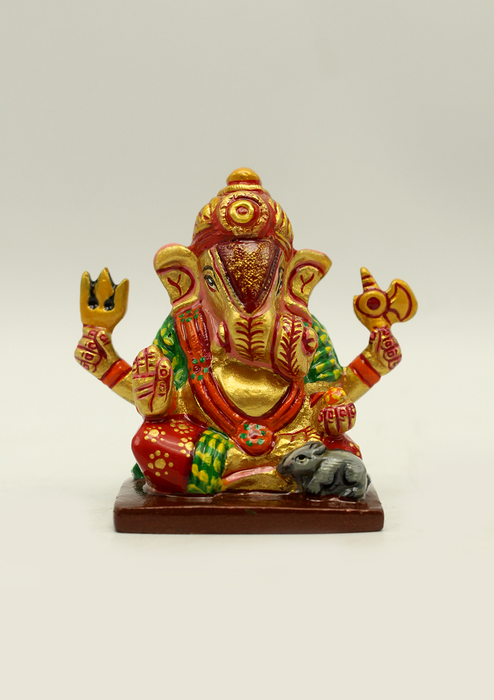 Hand Painted Brass Ganesha Statue