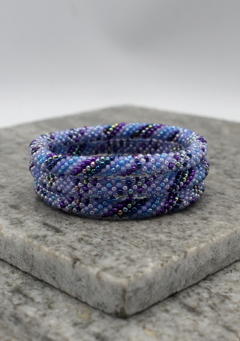 Roll on Beads Purple Blue Bracelet