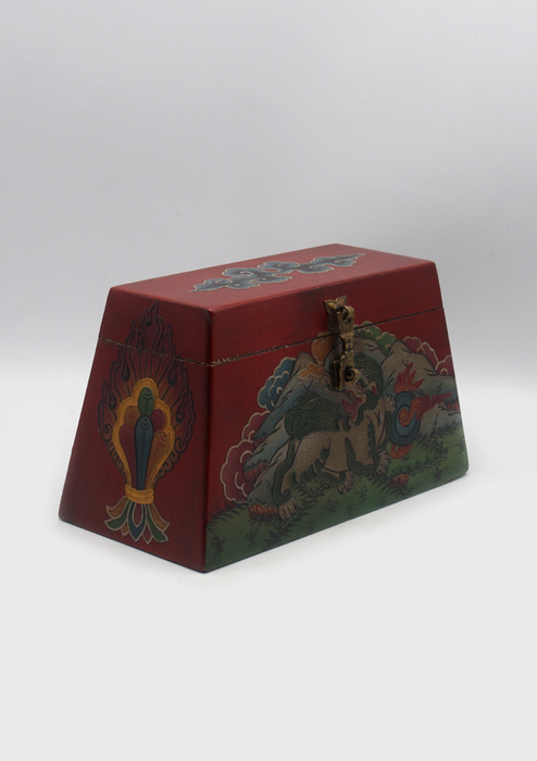 Handpainted Tibetan  Snow Lion Jewelry Box