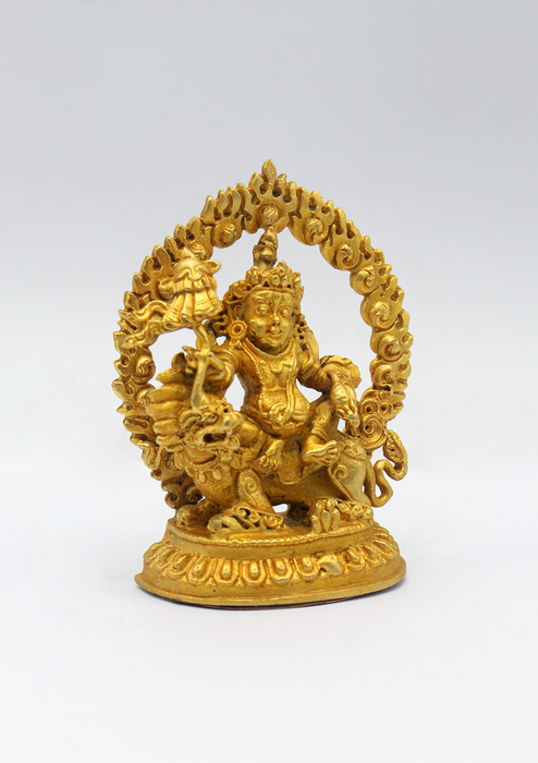 Gold Plated Mini Kubera Zambala Statue 2.8 inch