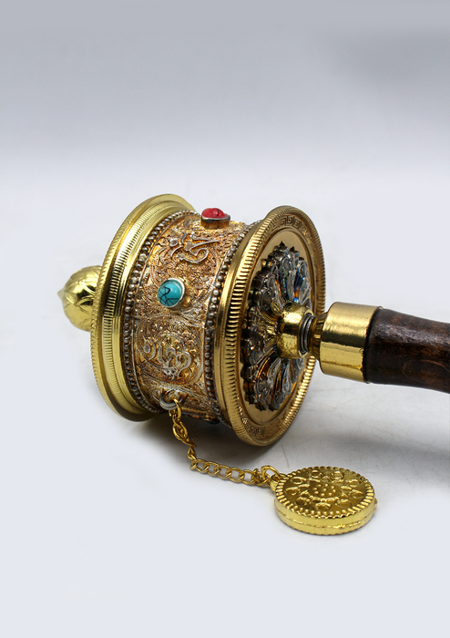 Golden Color Tibetan Handheld Prayer Wheel