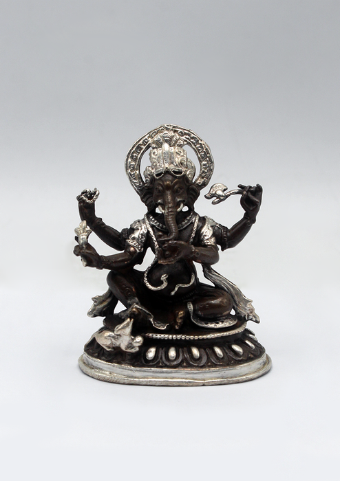 Copper  Siverplated Mini  Ganesha Statue 3"H