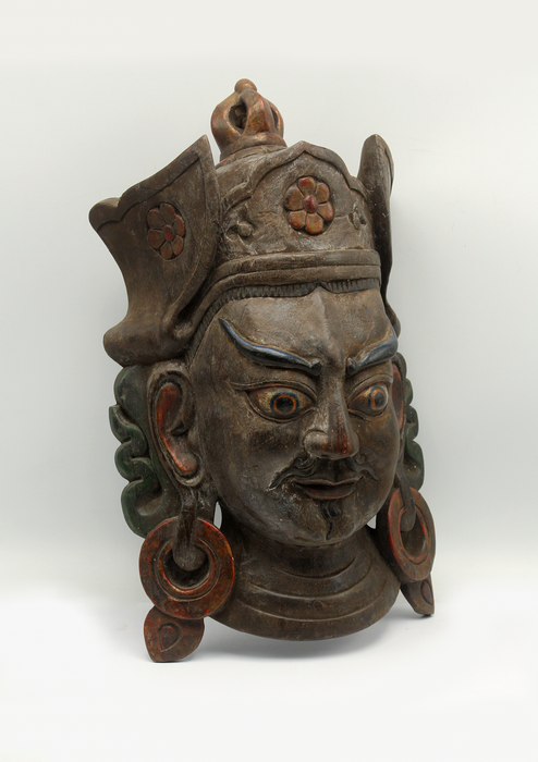 Handcarved Wooden Guru Rinpoche Wall Hanging Mask