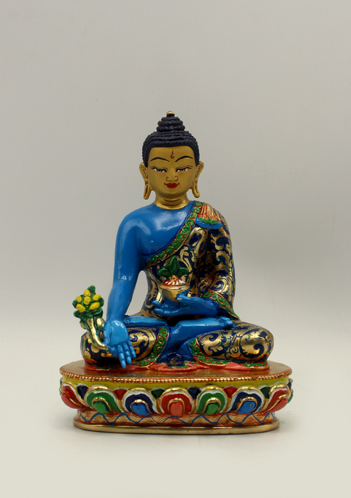 Masterarts Goldplated Colored Medicine Buddha Statue 5"H