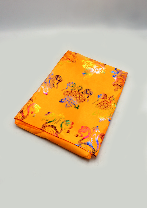 Eight Auspicious Symbol Printed Silk Blended Offering Scarf