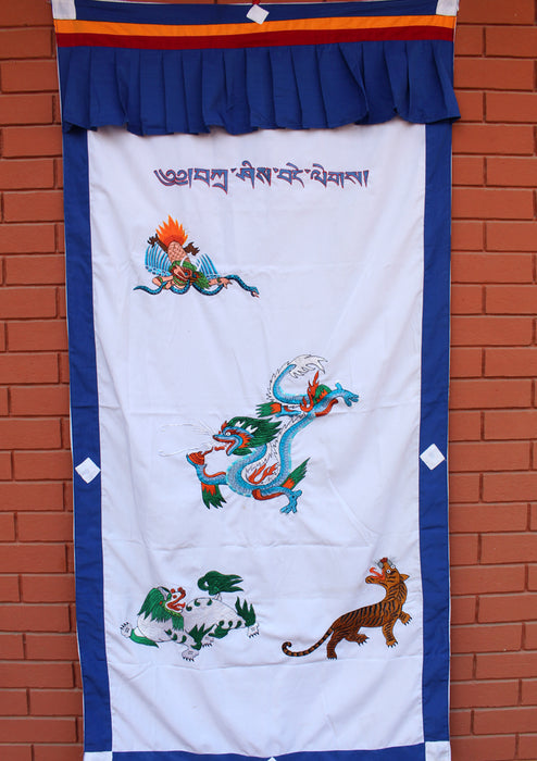 Tibetan Dragon Malakh and Tiger Cotton Curtain