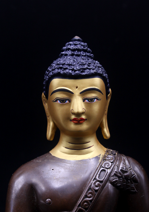 Copper Shakyamuni Buddha Statue 7"H