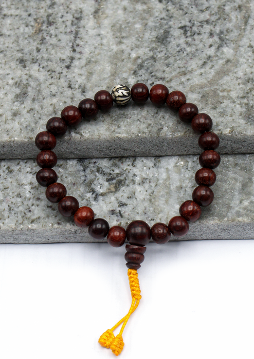 Rosewood  with Om Mani Mantra Single Beads Mala Bracelet