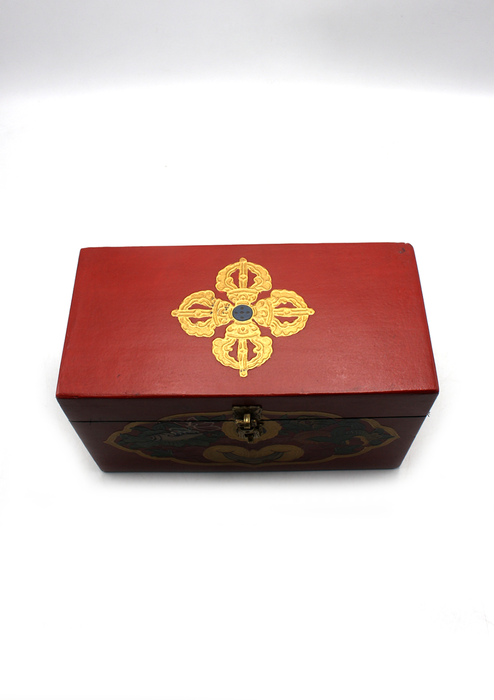 Handpainted Double Dorjee Tibetan Wooden Box