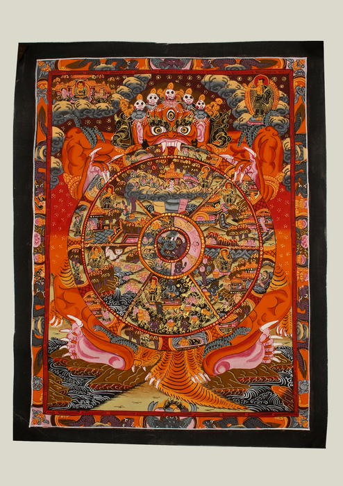 Wheel of Life Red Tibetan Thangka Painting