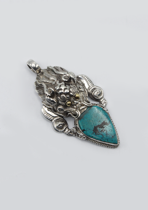 HandCrafted  Turquoise Dragon Pendant by Pratap Shakya