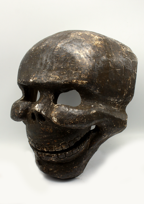 Handcarved Wooden Skull Wall Hanging Mask