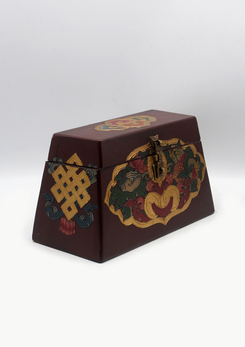 Handpainted Tibetan Jewelry Box with Tibetan Symbols