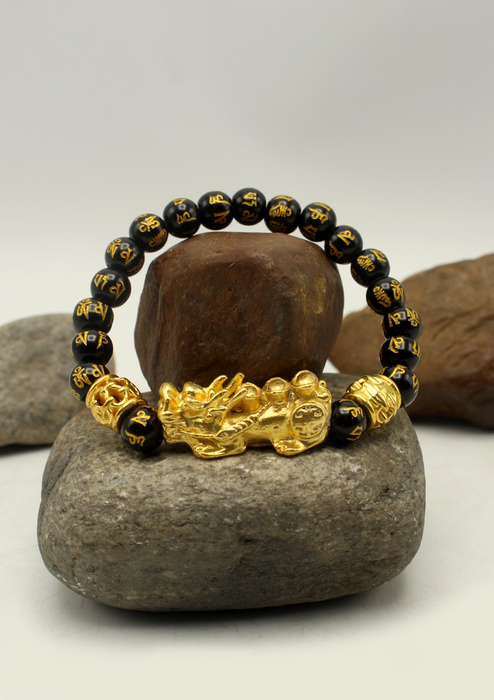 Resin Beads  Om Mani Dragon Mala Wrist Bracelet