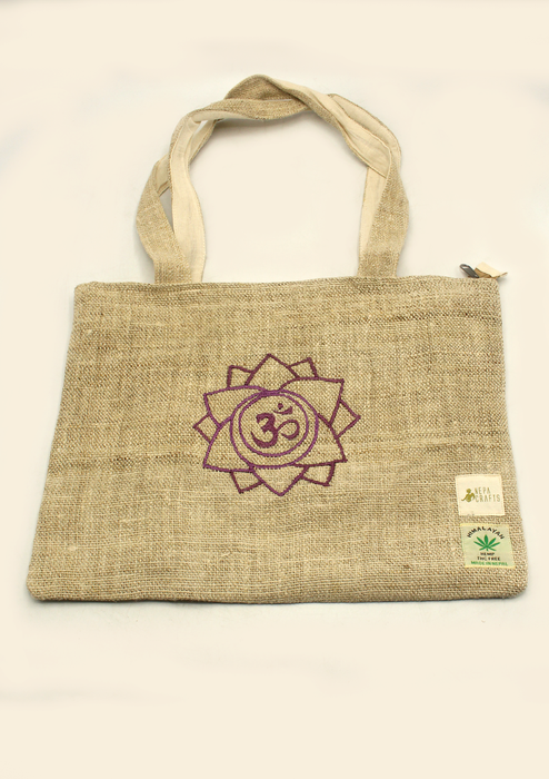 Hemp  Ecofriendly  OM  Embroidery Tote Bag