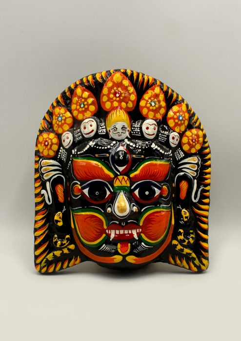 Hand Painted Paper Mache Bhairav Wall Hanging Mask