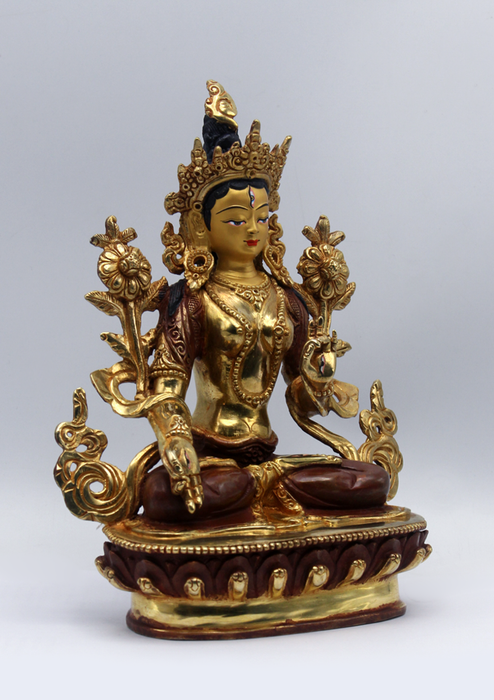 Partly Gold Plated Copper White Tara 8.5" H