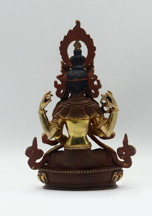 Partly Gold Plated Copper Prajnaparamita Statue 6.5"H (Pragya Paramita)