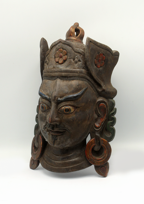 Handcarved Wooden Guru Rinpoche Wall Hanging Mask