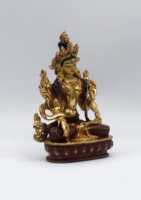 Partly Gold Plated Copper White Tara Statue 5.5"H