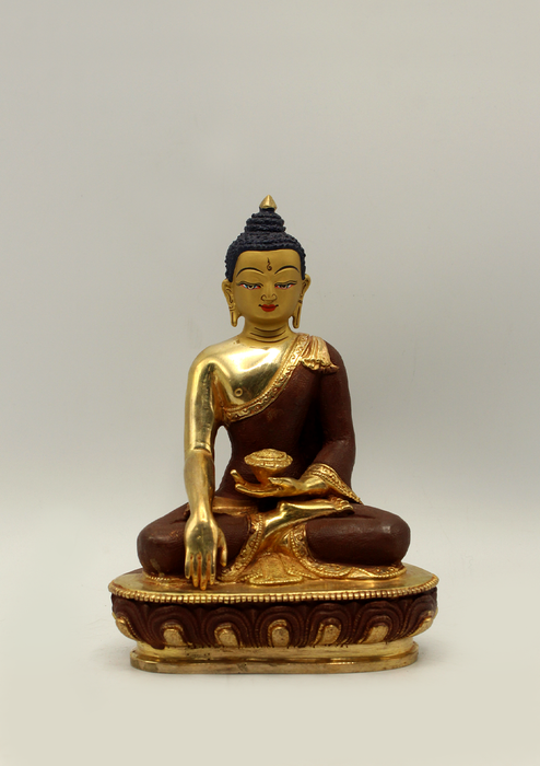 Partly Gold Plated Shakyamuni Buddha Statue 5"H