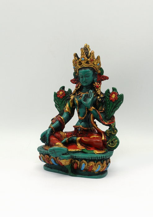 Hand Painted Resin Green Tara Statue