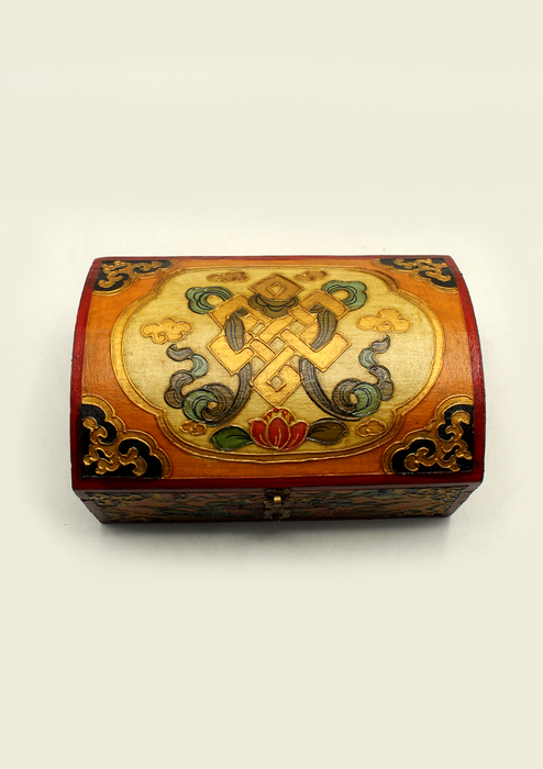 Handpainted Tibetan Wooden Endless Knot Optical Box