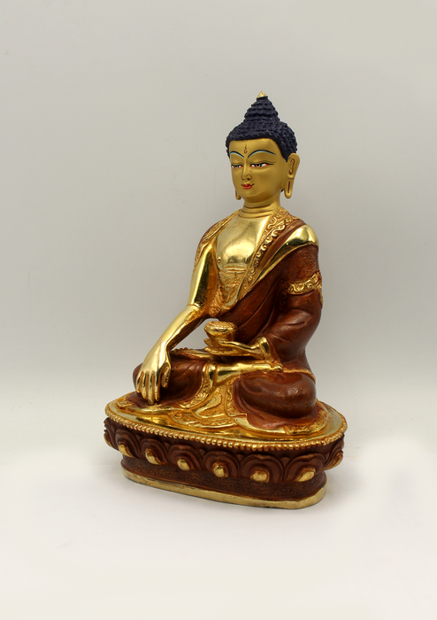 Partly Gold Plated Shakyamuni Buddha Statue 8" H