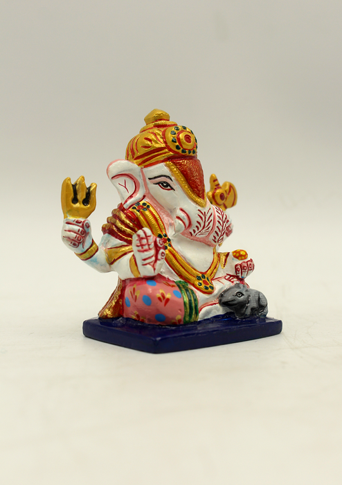 Hand Painted Brass Ganesha Statue