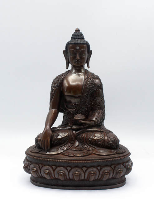 Copper Shakyamuni Buddha Statue 9"H