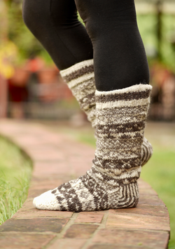 Wool Slipper Socks, Hand Knit Wool Socks, Handmade Socks – Tibetan Socks