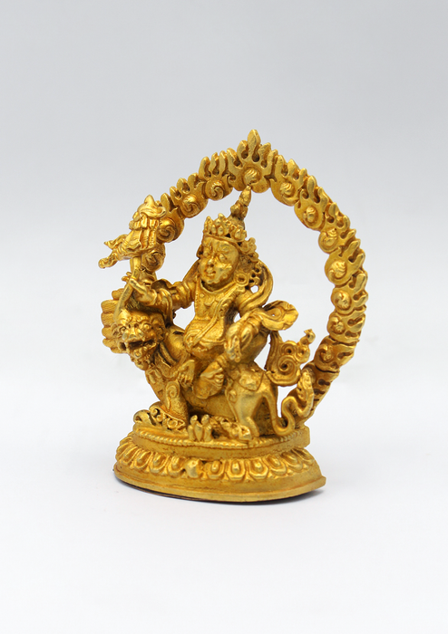 Gold Plated Mini Kubera Zambala Statue 2.8 inch