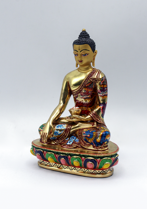 Beautifully Hand Painted Gold Plated Shakyamuni Buddha Statue