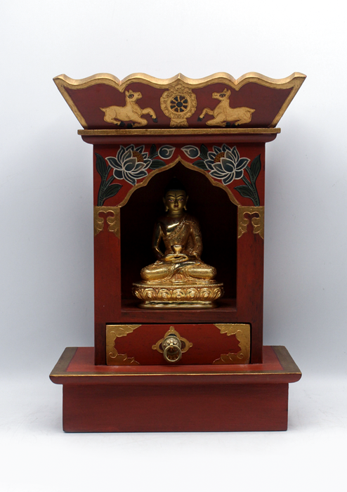 Handpainted Tibetan Wooden Shrine Altar Box